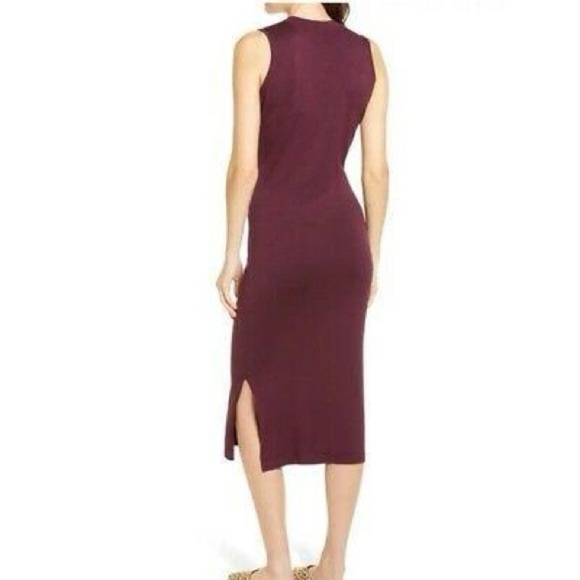 Nordstrom Chelsea28 Sleeveless Midi Sweater Dress women’s Large Burgundy $119 - Picture 2 of 13